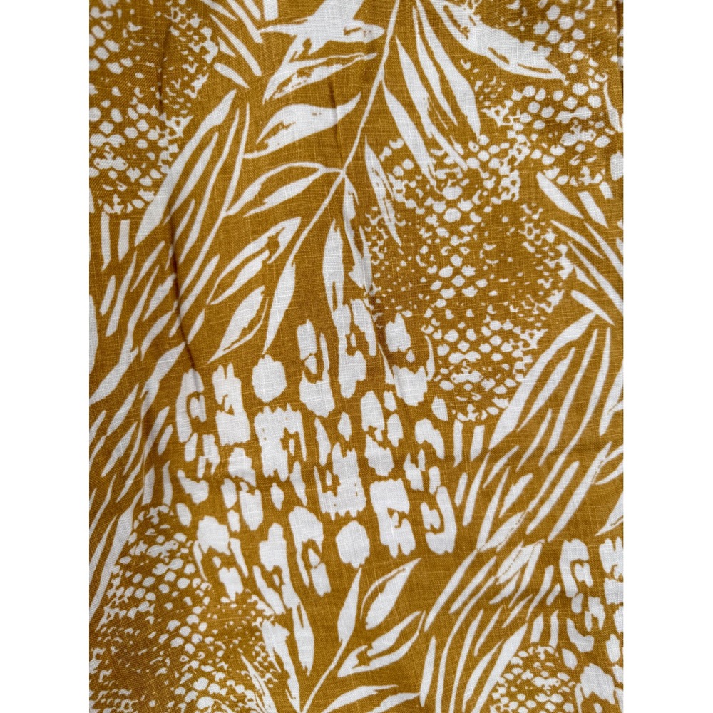 Christian Siriano New York Mustard Yellow Tropical Linen Wide Leg Pants Womens M - Picture 2 of 8